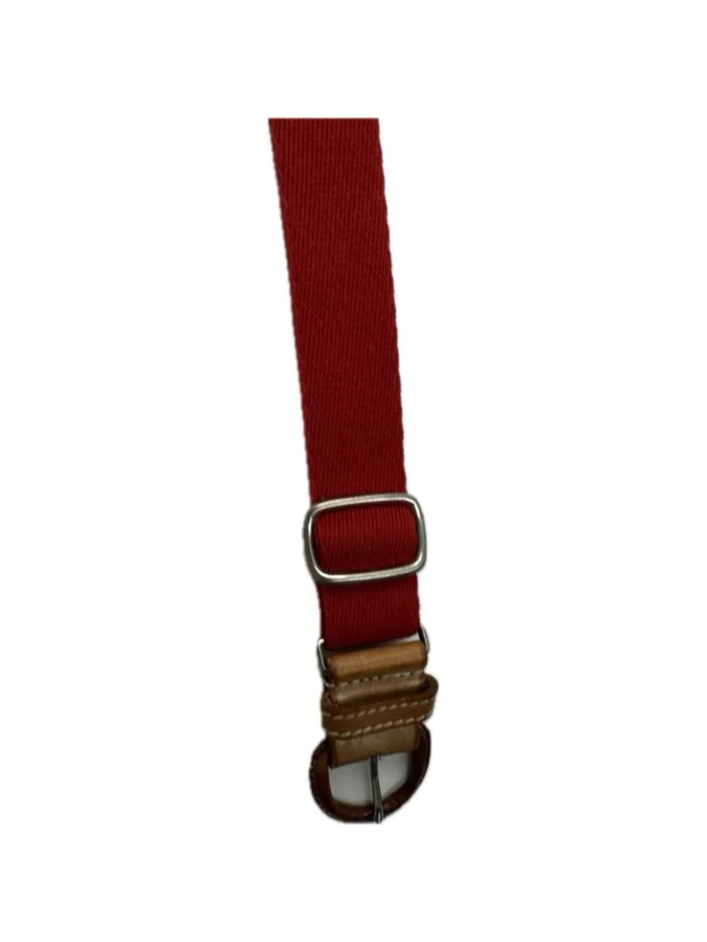 Polo Ralph Lauren Red Made in England Canvas with Leather Tabs Slim Belt 37 XL